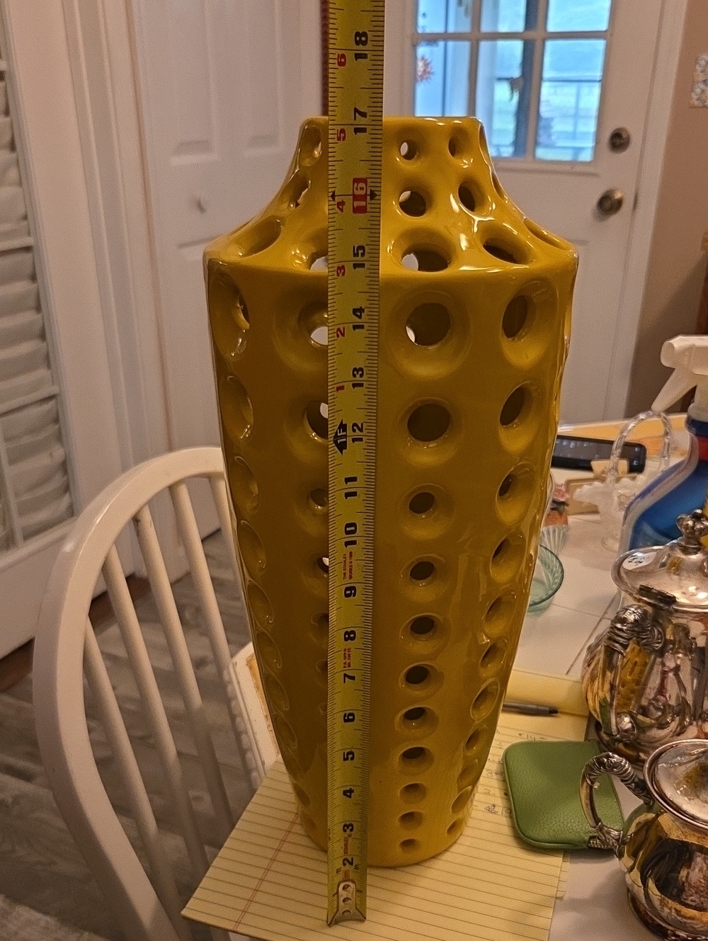 Bright Yellow Ceramic Hole-Pattern Vase - Home Accents - Picture 3 of 5
